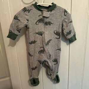 (3/$20) Carters 0/3m grey and Green Dinosaur zip up sleeper